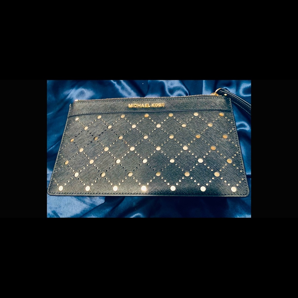 Michael Kors Envelope wristlet  Black and Gold